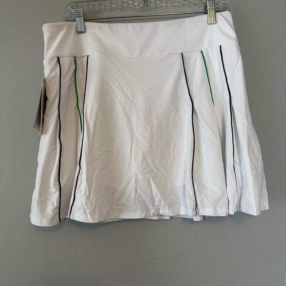 Gottex G Lifestyle UPF 50 White Skort with Navy & Green Contrast Piping Large - Picture 7 of 8